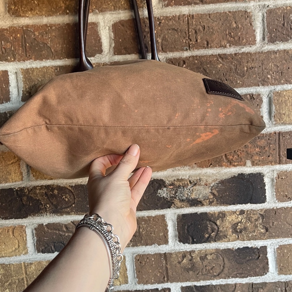 WILL Leather Goods Tan Canvas Bag with Dark Brown Leather Patch - Picture 4 of 15